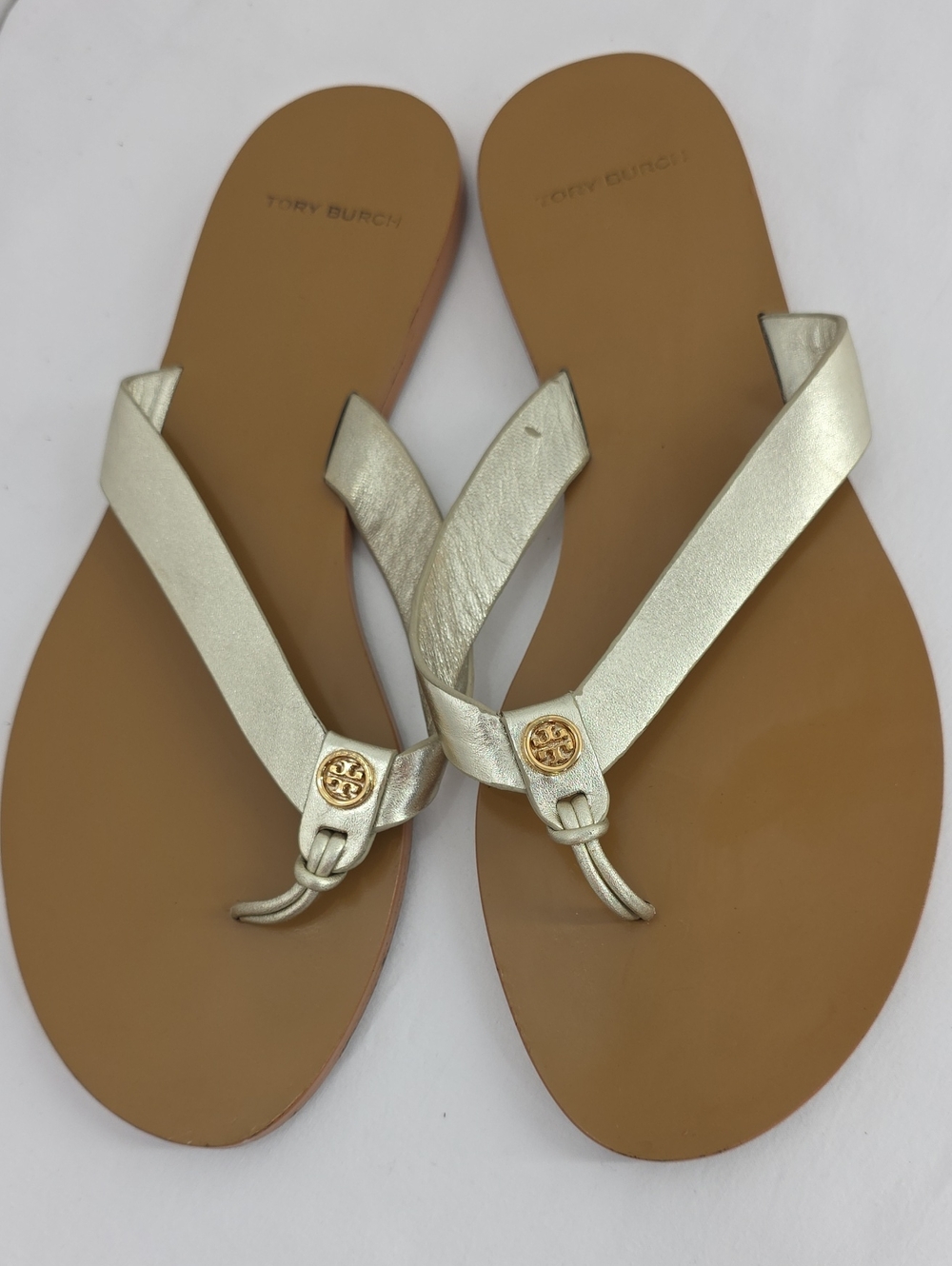 Tory Burch Manon Thong Sandal Spark Gold Size 8.5 B - Picture 9 of 12